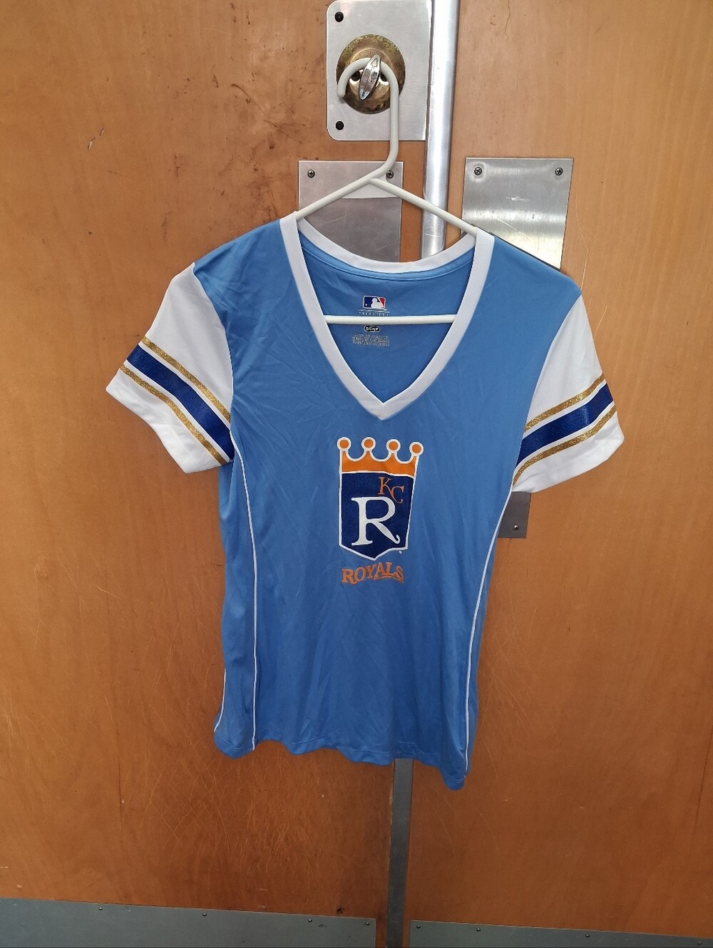 KC Royals Girls' Blue V-Neck Team Tee Size Small